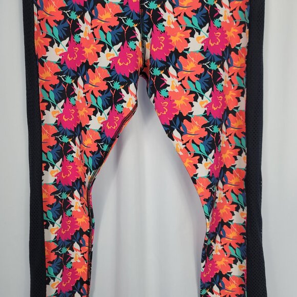 Lorna Jane Athletic Yoga Pants Size Medium Black & Bright Multicolor Floral - Picture 3 of 14
